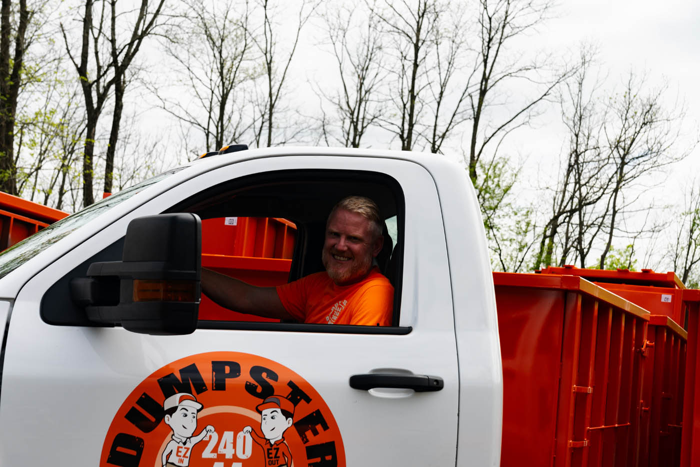 Dumpster Dudez truck - find reliable garbage dumpster rental.