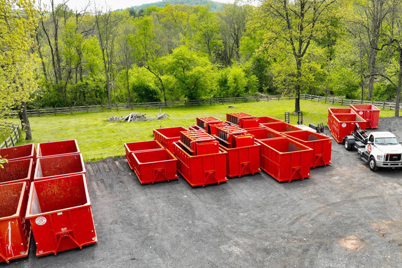 A storage space for Dumpster Dudez's South Bend / Elkhart, IN dumpster rental services.