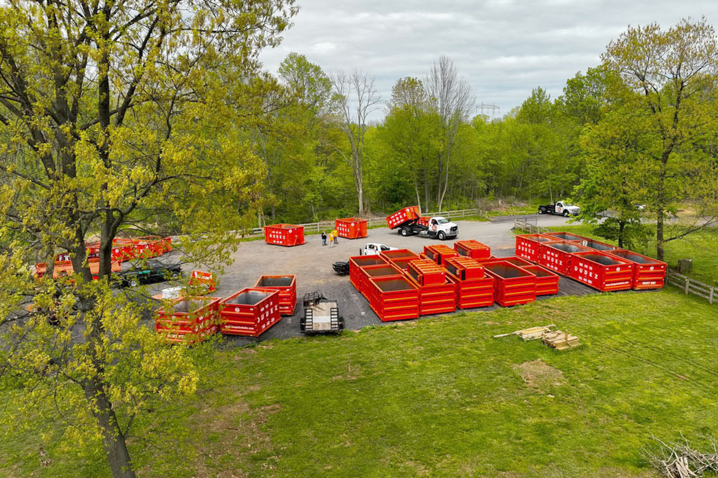 
		A storage lot for Dumpster Dudez's commercial dumpster rentals in Winchester / Front Royal, VA.
	