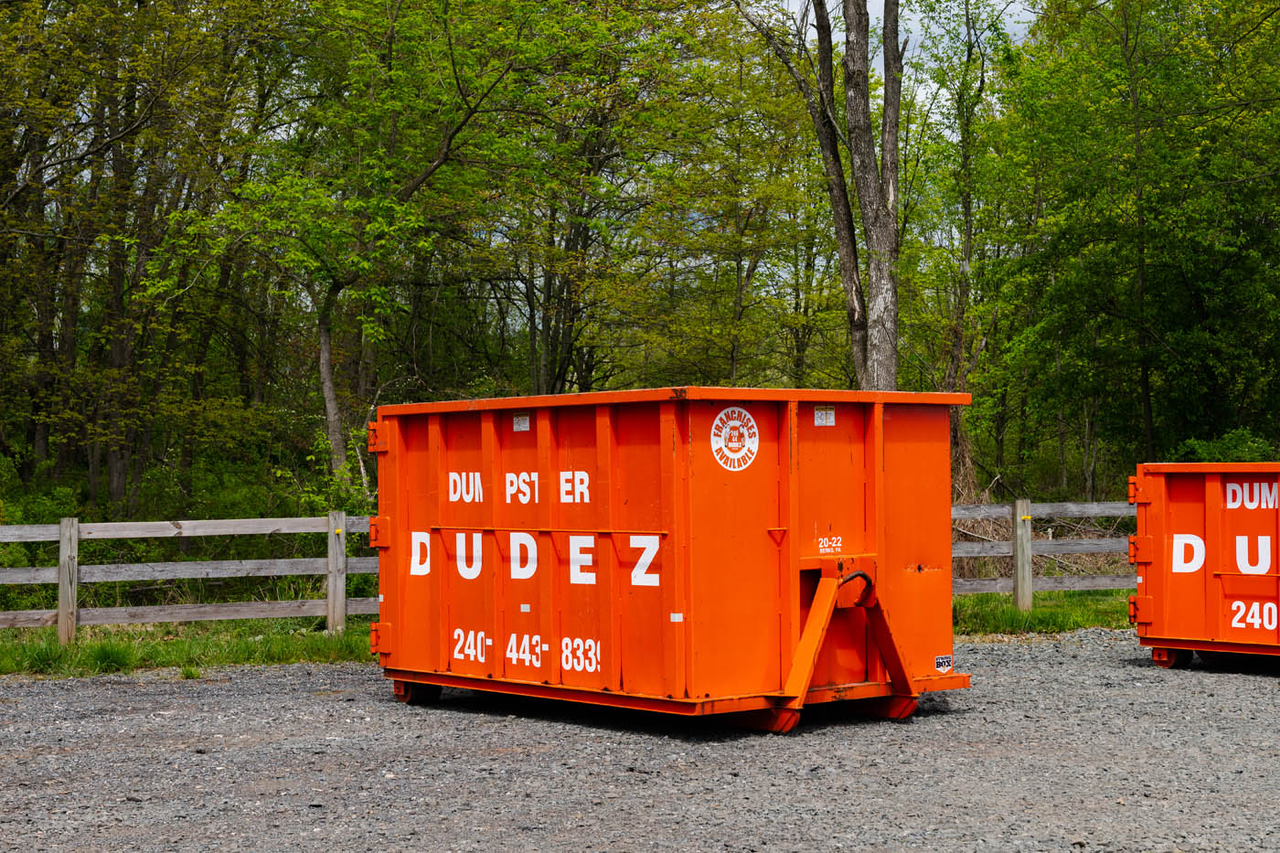 A Dumpster Dudez dumpster ready to haul away junk from different types of junk removal projects.