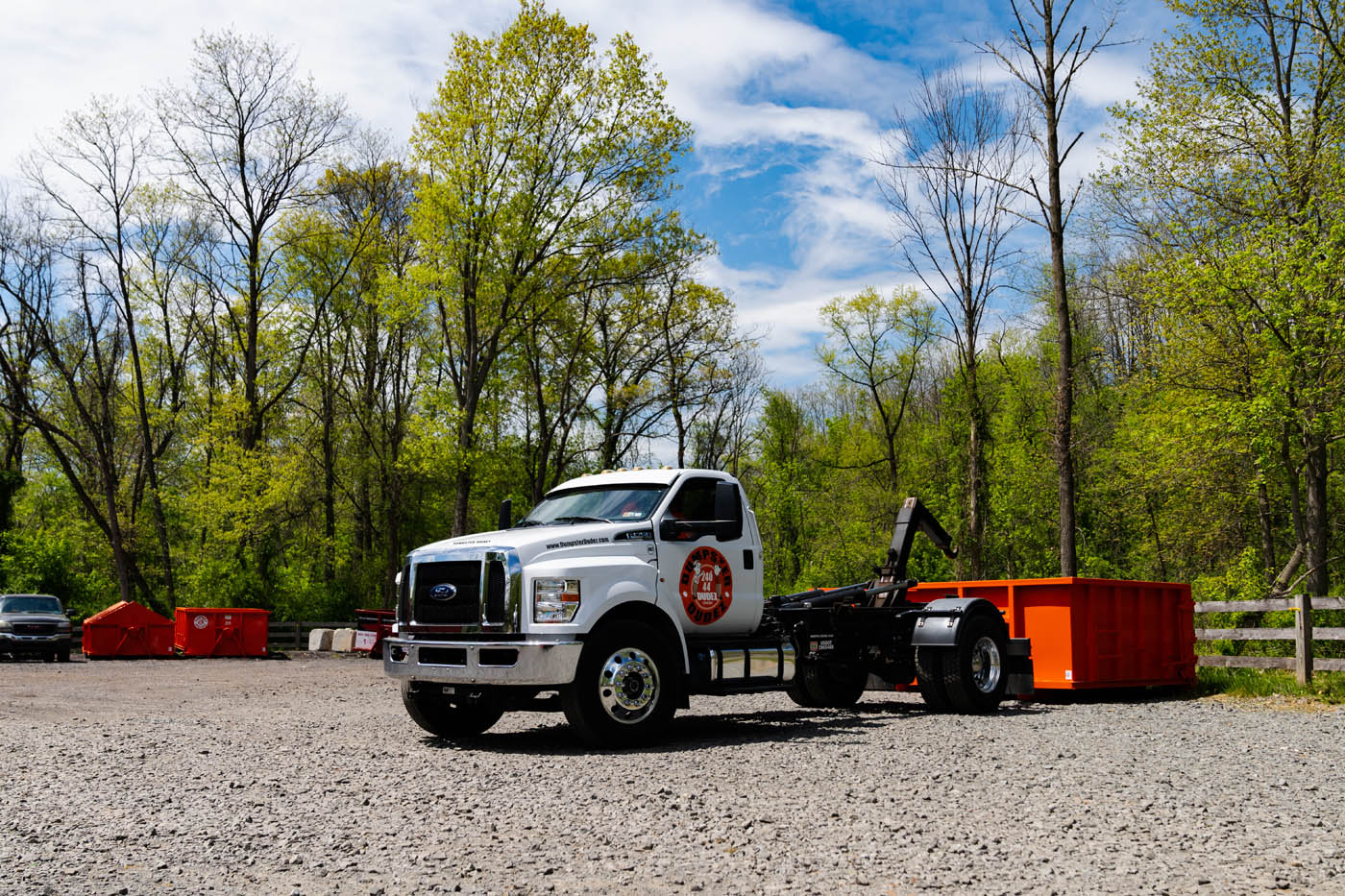 Dumpster Dudez truck - find reliable garbage dumpster rental in Columbus, OH.