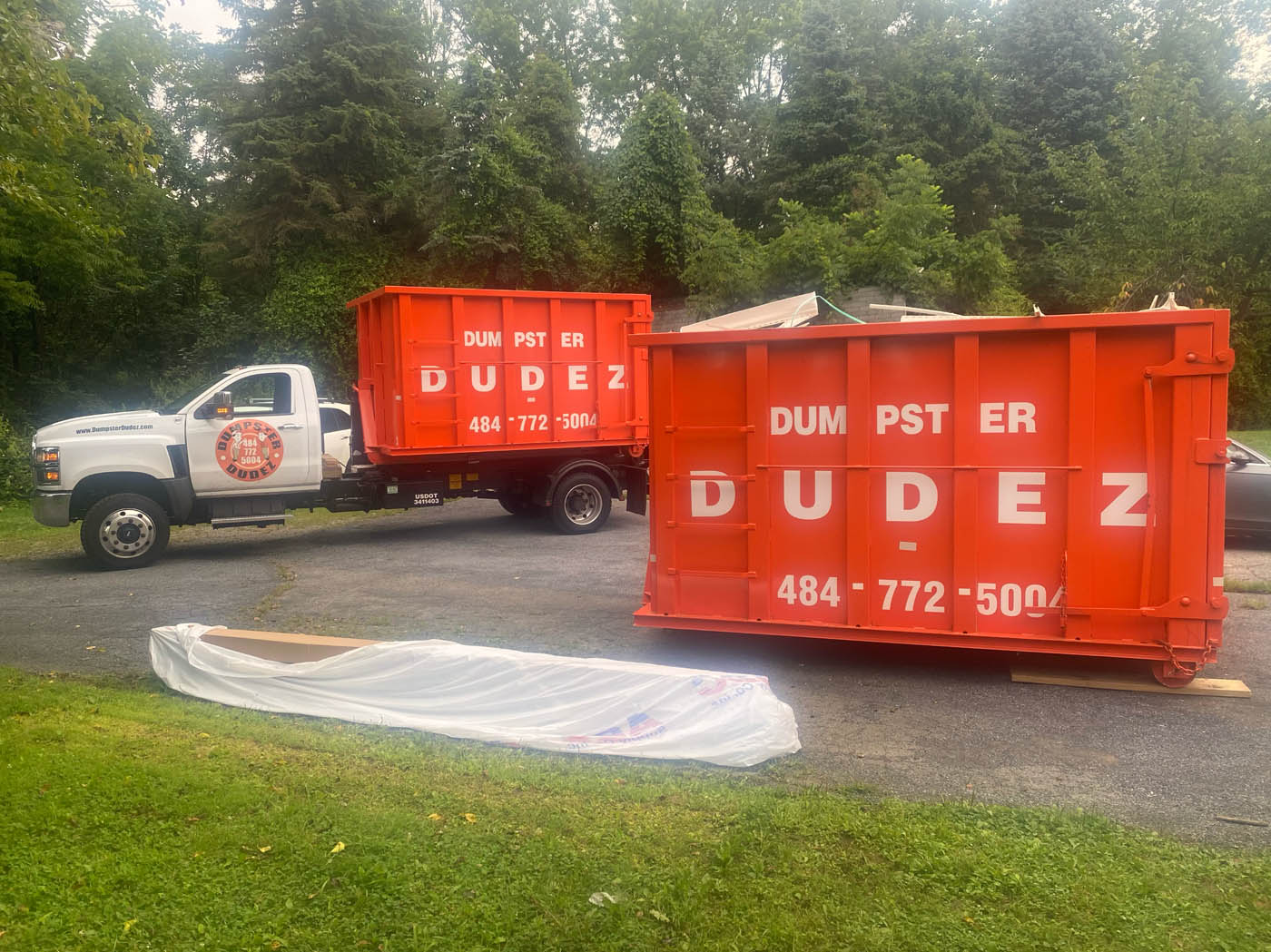 
				Dumpster Dudez dumpsters outside in Lafayette / Acadiana, LA.
			